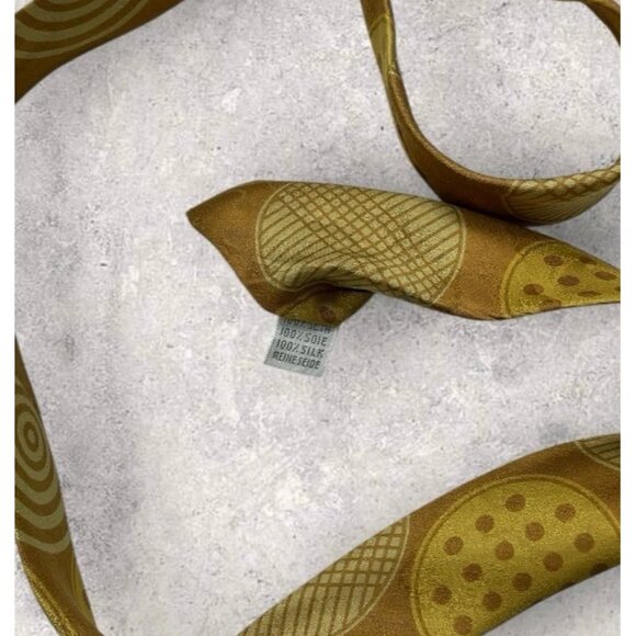 BYBLOS 100% Silk Tie ITALY Brown Gold Geometric W:3.6" EUC - Picture 4 of 6